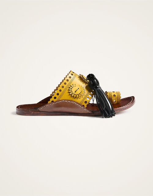 La DoubleJ Sandy Slides La DoubleJ Sandy Slides Solid Yellow SHO0110LEA014SOLIDYE02