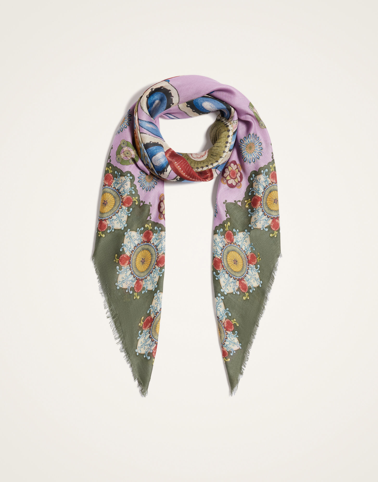 La DoubleJ Foulard 140 Nucleus Plac&eacute;e Dusty Pink SCA0060MOS001NUC06PI10
