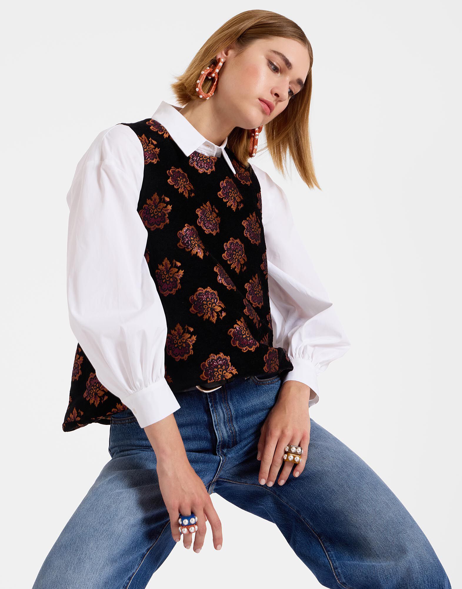 La DoubleJ La Scala Top Rosette Black TOP0016JCQ086ROS05BL01