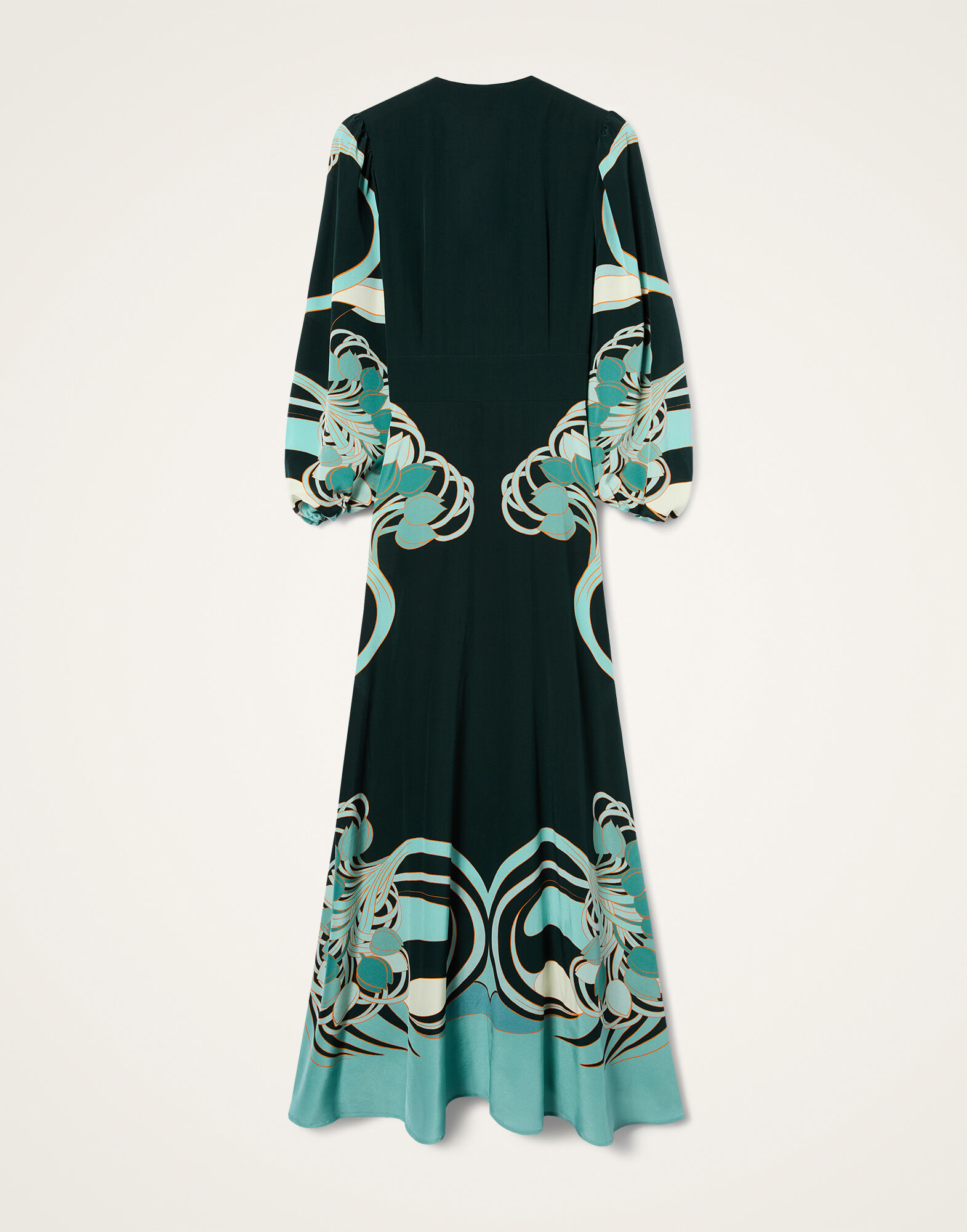 La DoubleJ Long Camerino Dress Blooming Tulip Plac&eacute;e Dark Green DRE0720CRE001BTU01GR03