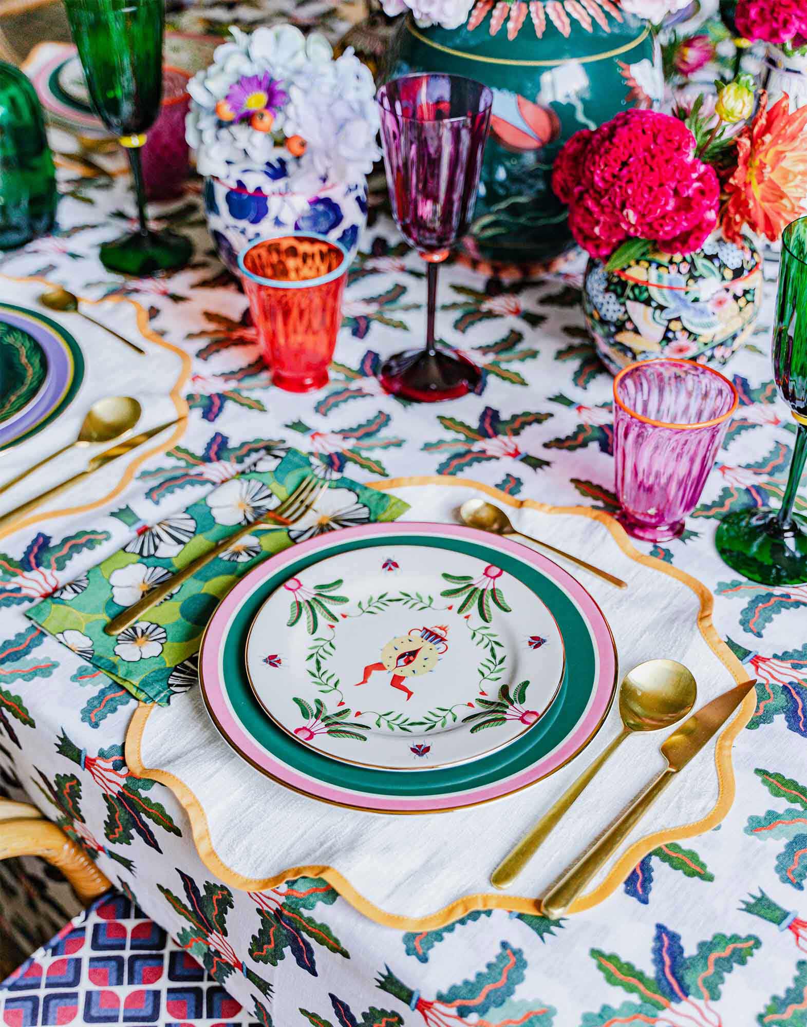 La DoubleJ Large Tablecloth Linen Palms TBC0003LIN001HLE0022