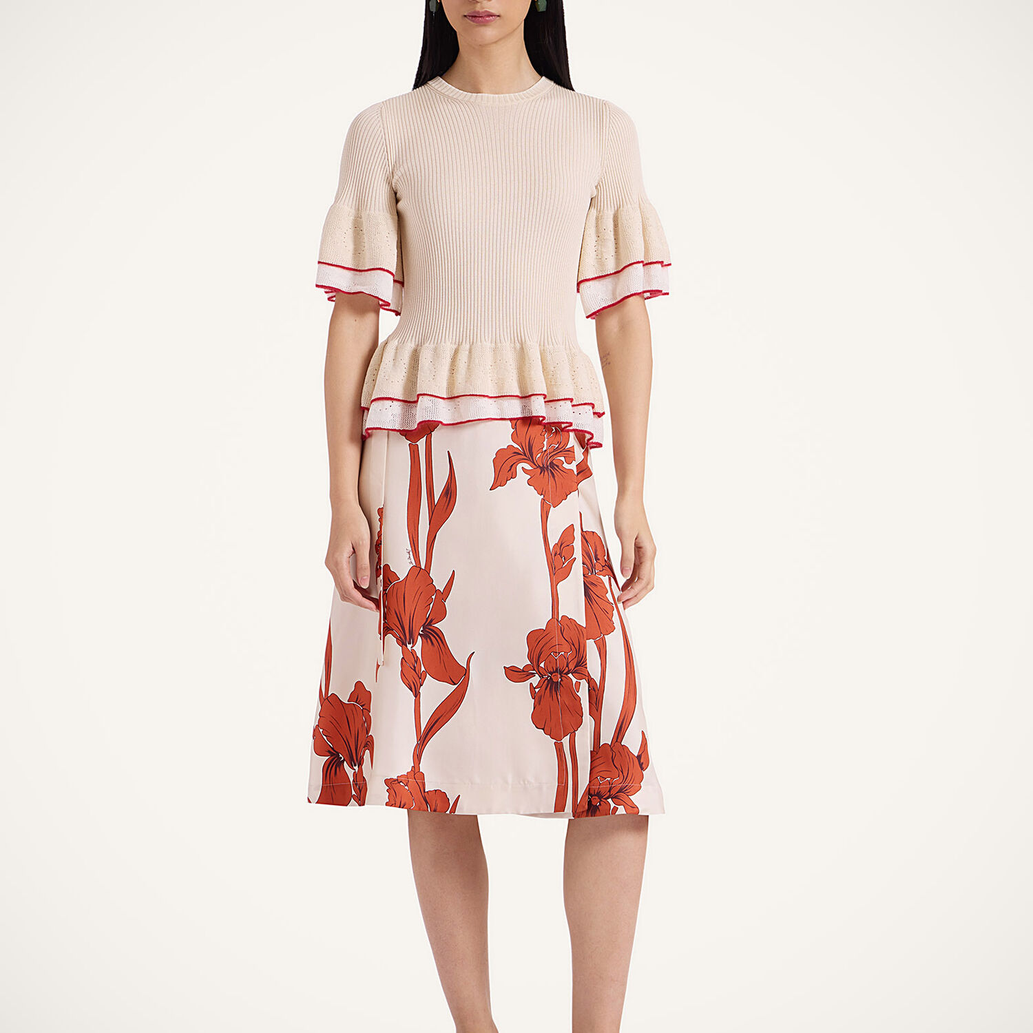 Shop La Doublej Pareo Midi Skirt In Iris Dark Orange