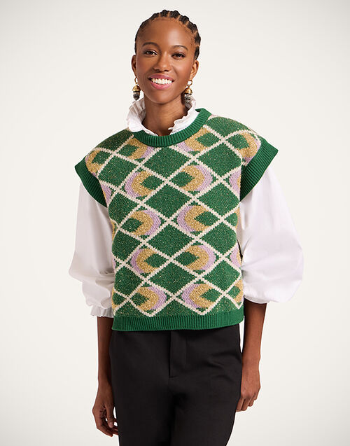 La DoubleJ Half-Light Gilet Multicolor Green PUL0223KNI132VA453GR02