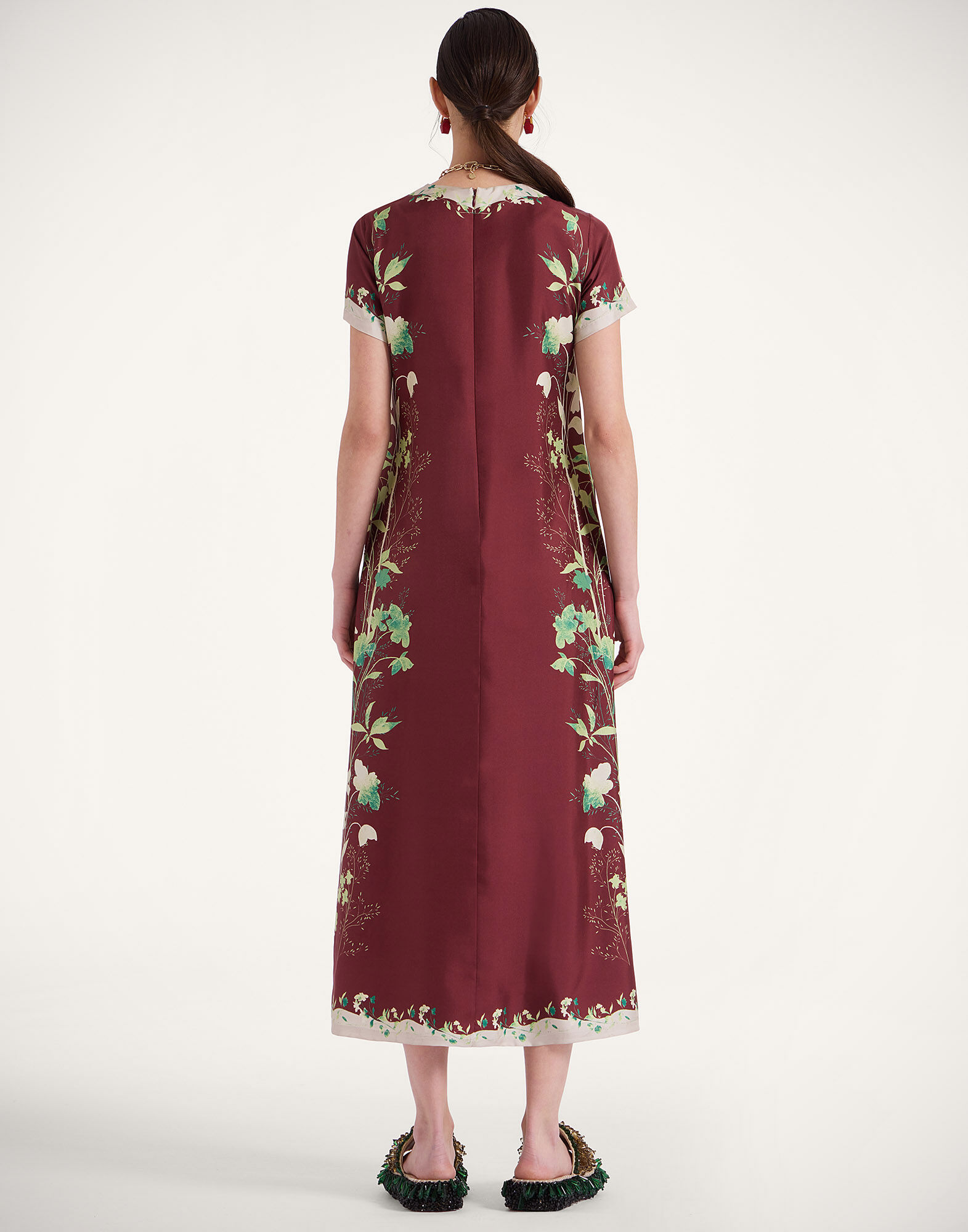 La DoubleJ Swing Dress Woodland Plac&eacute;e Burgundy DRE0128SIL006WOD01RE02