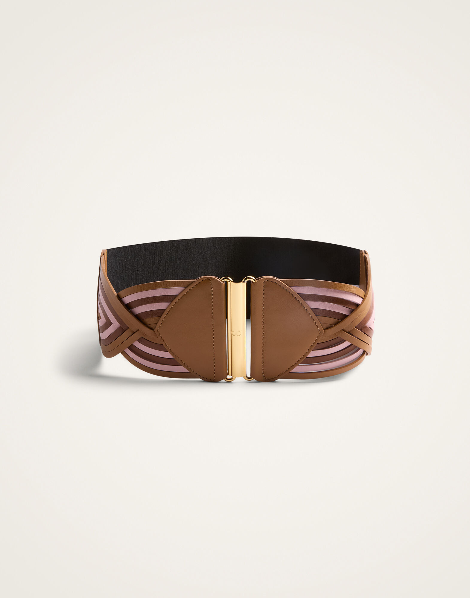La DoubleJ Rainbow Belt Color Block Pink & Camel BEL0019LEA003CLB29PI01