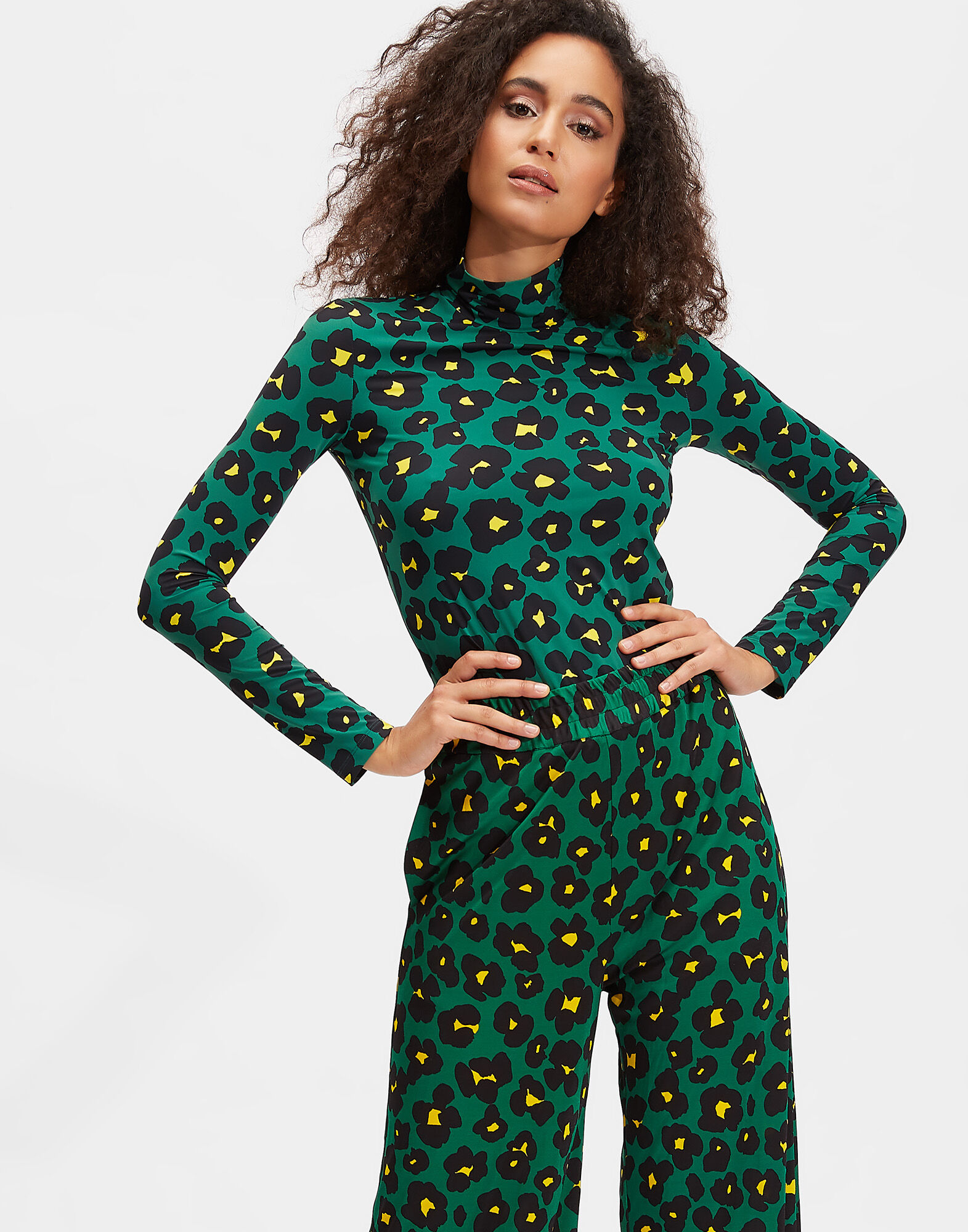 LaDoubleJ Turtleneck Flower Leopard Verde SHI0030JER005FLL0002