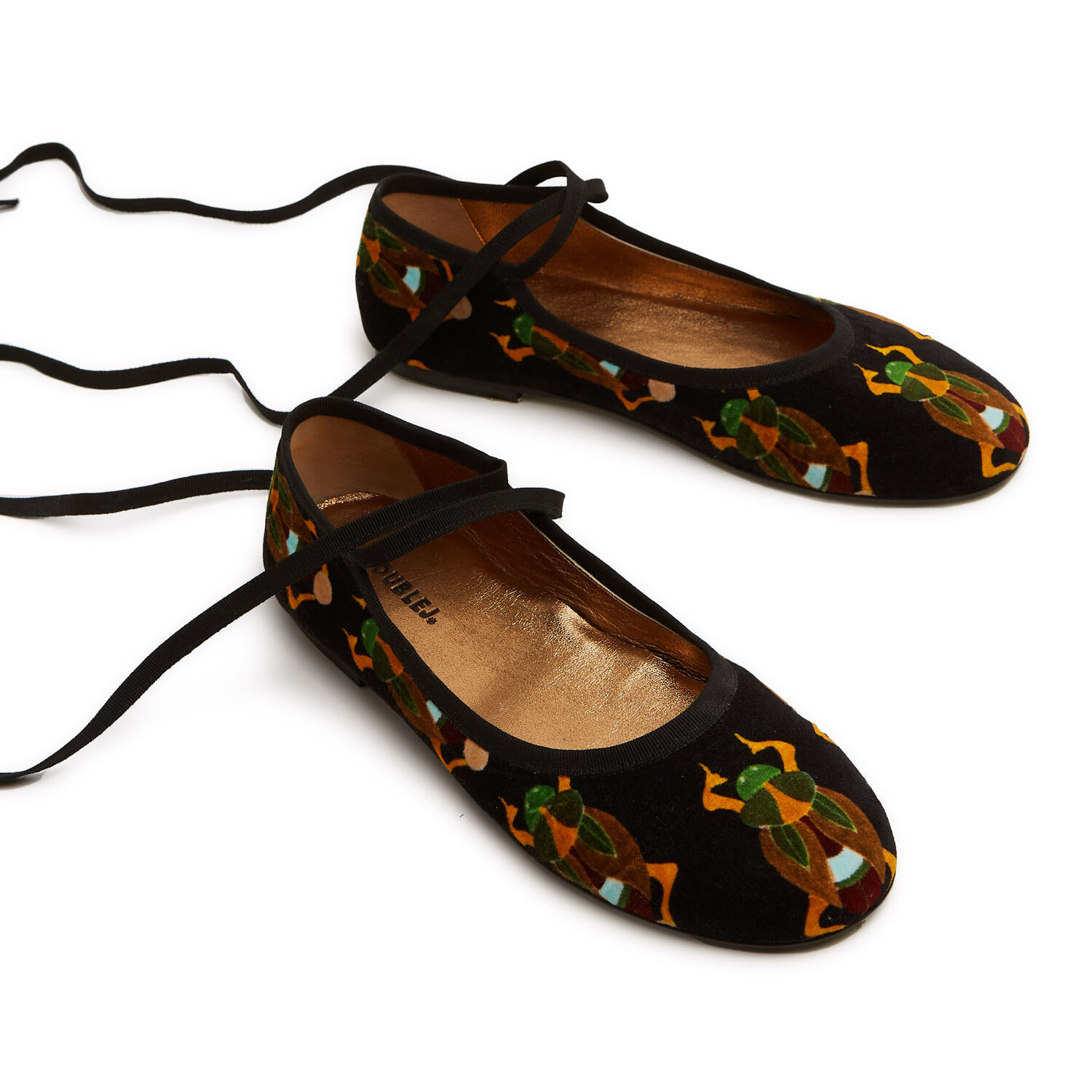 Shop La Doublej Winter Ballerina Flats In Scarab Black