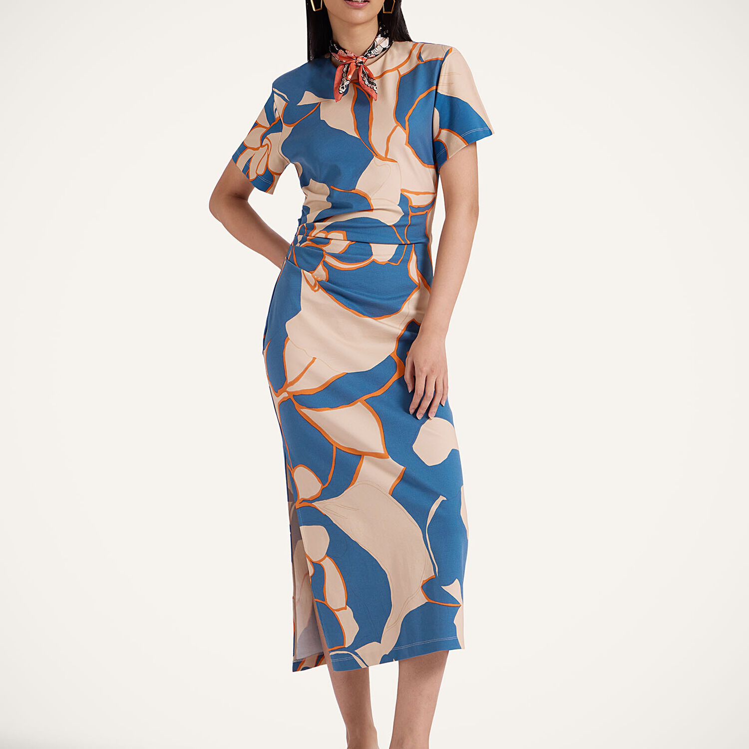 La Doublej X Lela Dress Dea Dahlia Sweater In Dea Dahlia Blue Petrol