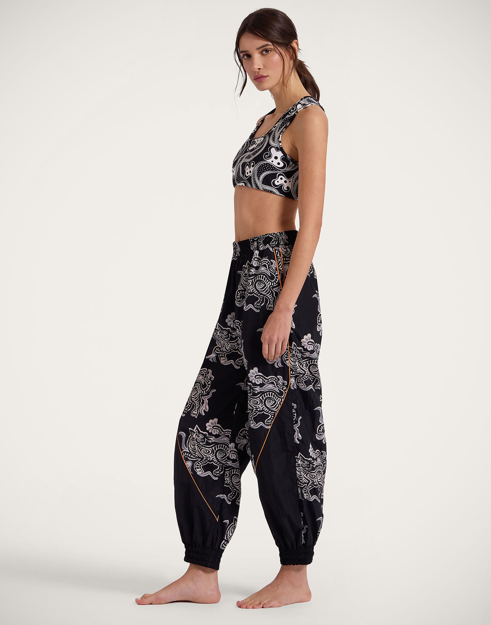 Court Pants in Crazy Tigers Black & White for Women | La DoubleJ