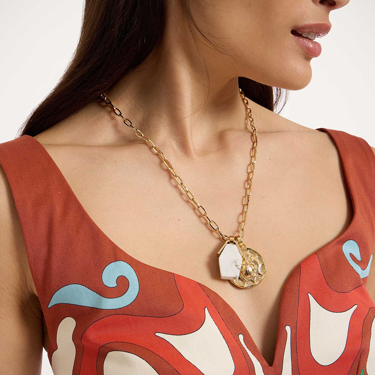  La Doublej Necklaces Women - Transformation Charm Necklace Howlite Gold One Size 50% Copper 35% Brass 15% Resin 