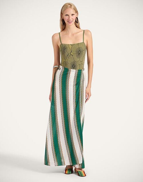 La DoubleJ Sarong Skirt La DoubleJ Sarong Skirt Color Block Emerald & White SKI0088VIS025CLB23GR04