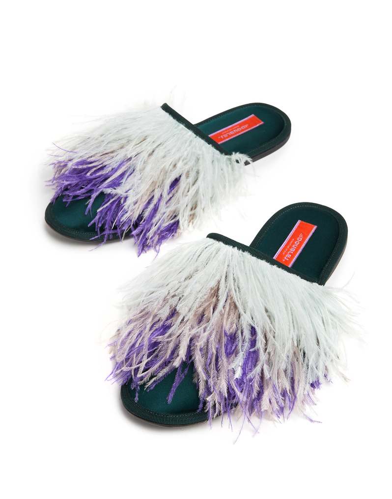 La DoubleJ Feather Slippers La DoubleJ Feather Slippers Solid Green SHO0007RAS007GRE0014