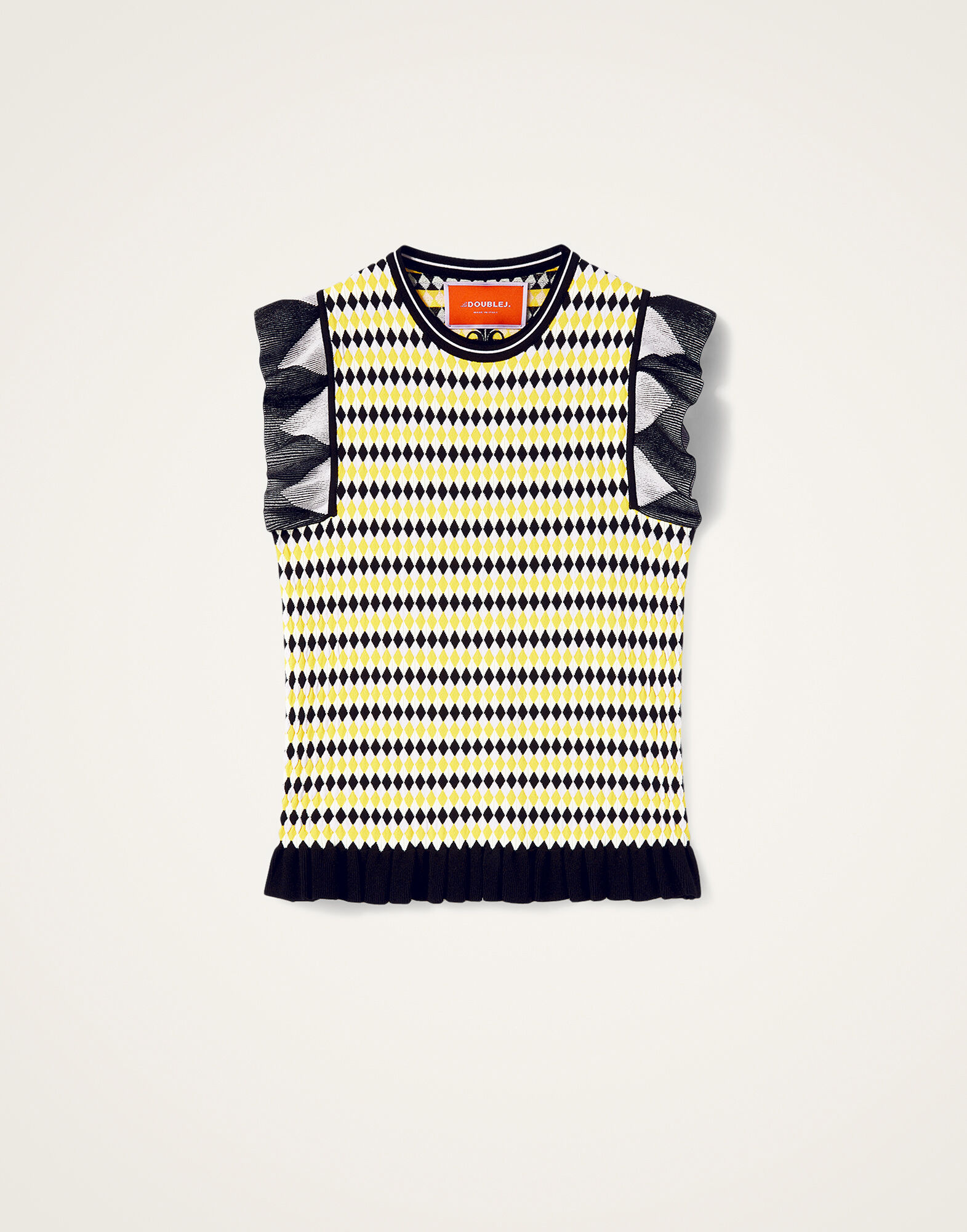 La DoubleJ Checkers Top Multicolor Yellow & Black PUL0267KNI159VA370YE02