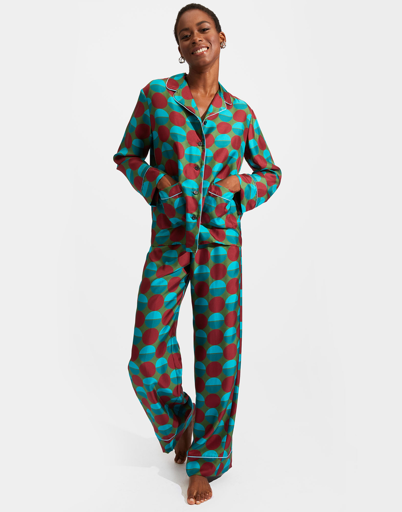 La DoubleJ Silk Pajama La DoubleJ Silk Pajama Sfere Grandi Verde PJM0001SIL001SFE0015