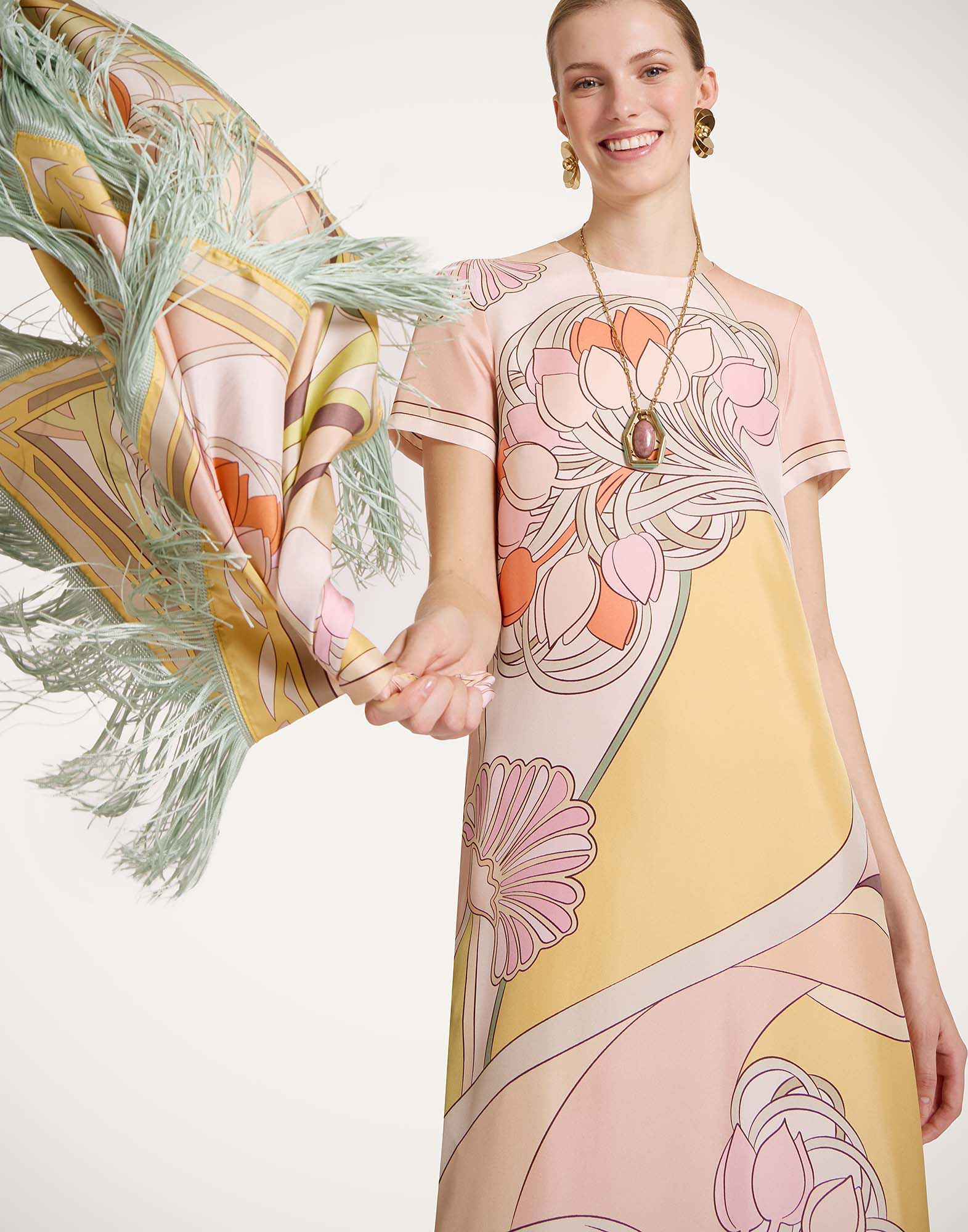 La DoubleJ Swing Dress Tulip Plac&eacute;e Pale Pink DRE0128SIL026TUL07PI02