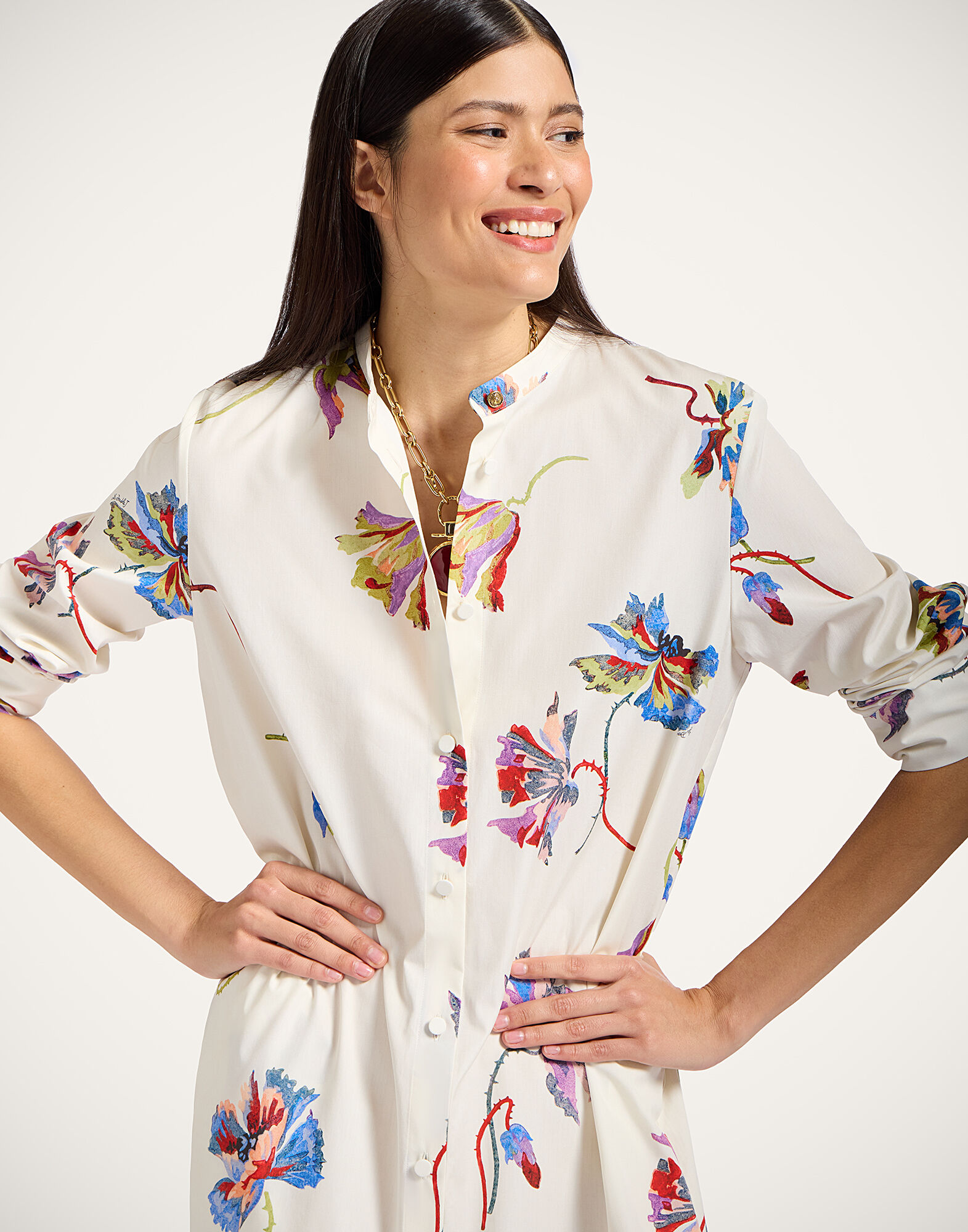 La DoubleJ Sundowner Tunic Infiorata White DRE0897COT039INF01WH01