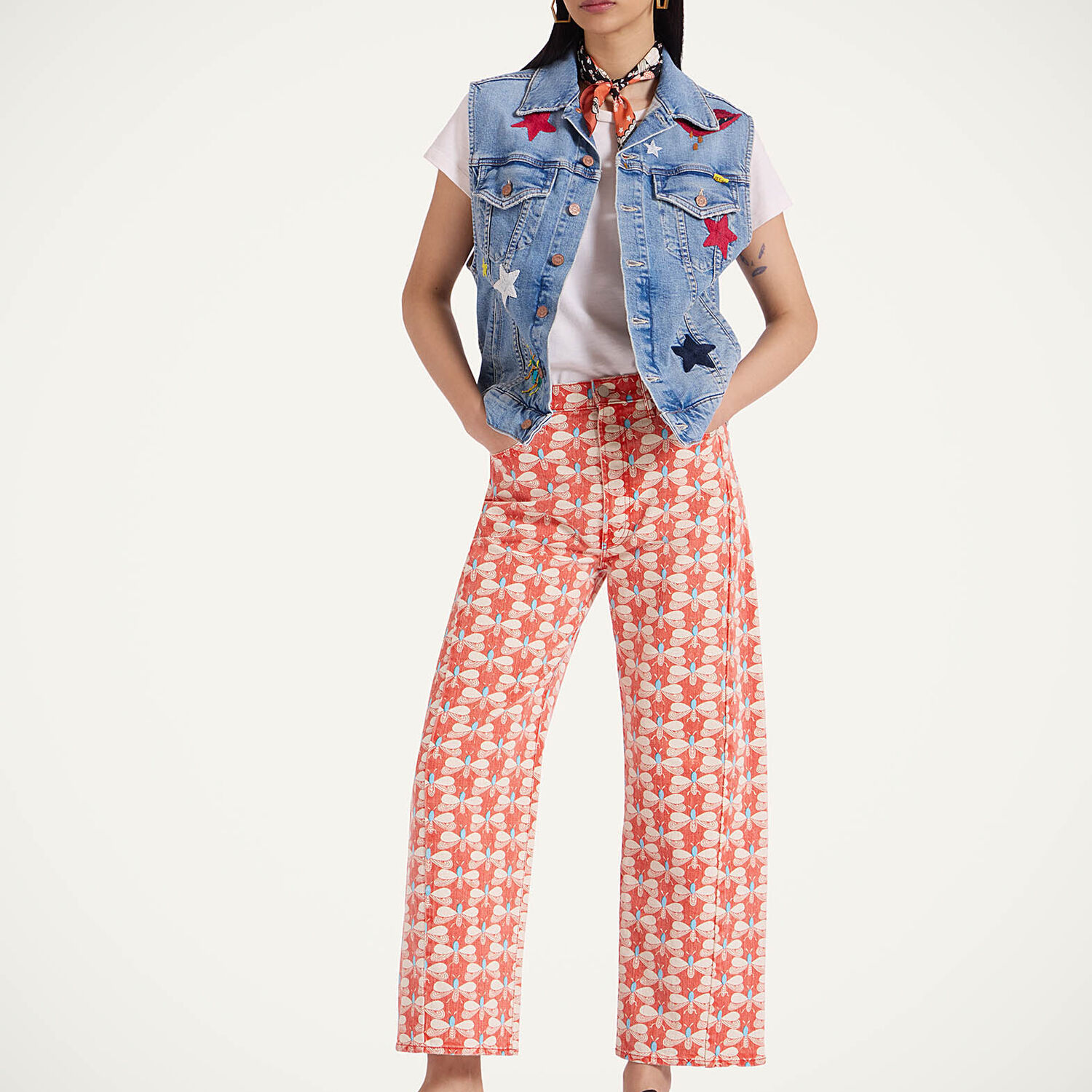 La Doublej The Half Pipe Jeans In Pull My Petaltail Orange