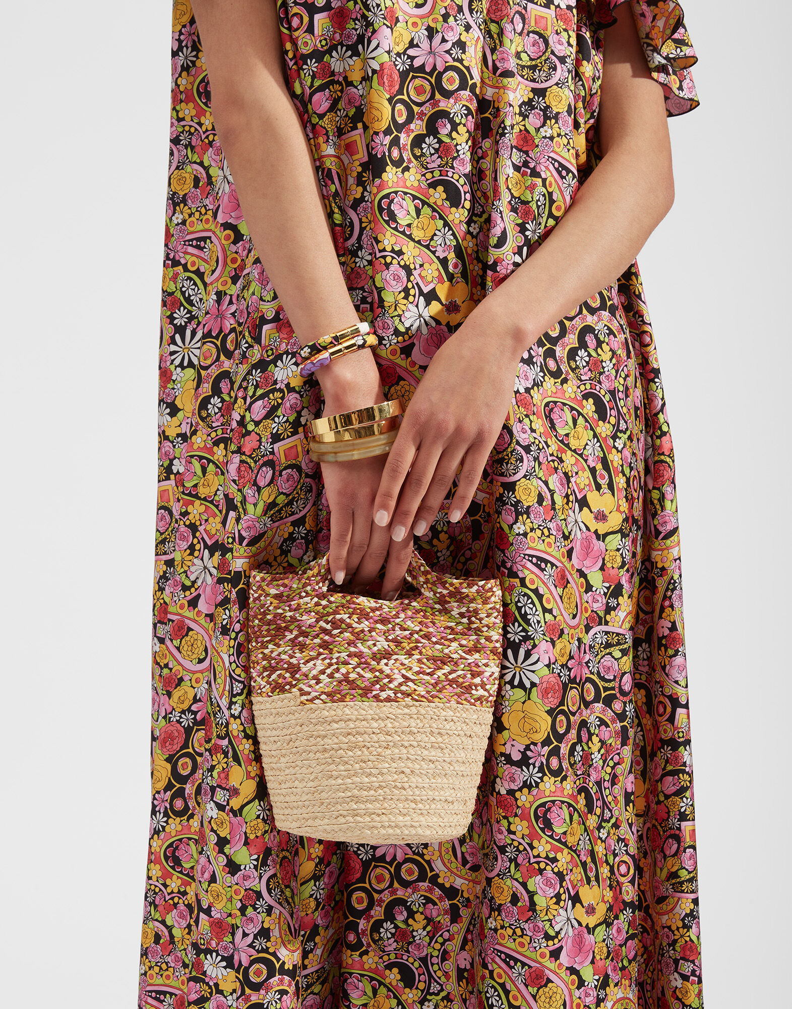 La DoubleJ Sunbathing Raffia Pouch Diamonds Giallo BAG0033SIL006DIA0005