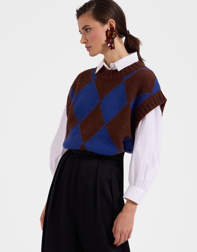 La DoubleJ Argyle Gilet La DoubleJ Argyle Gilet Bordeaux/Blue TOP0077KNI064VAR0124