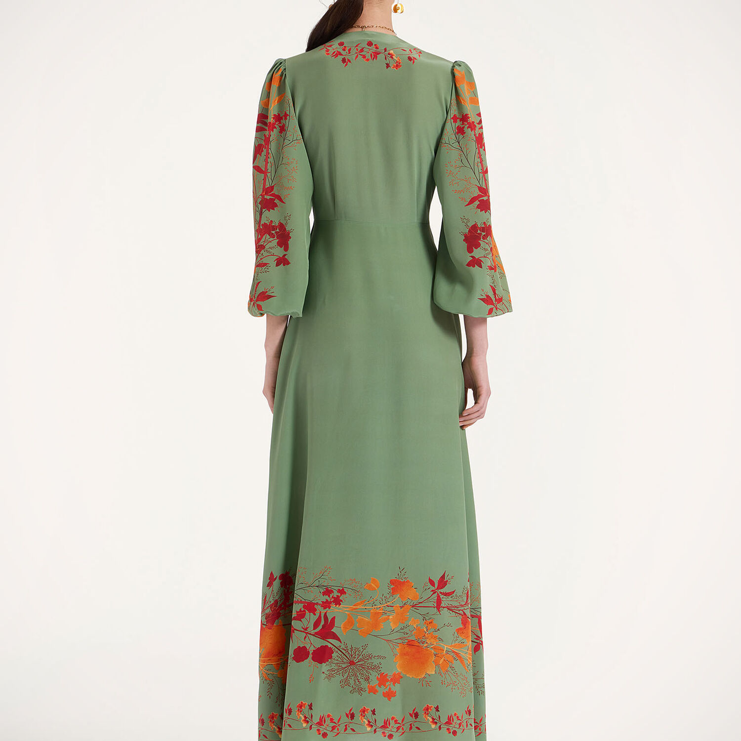 La Doublej Camerino Maxi Dress In Woodland Placée Green & Orange