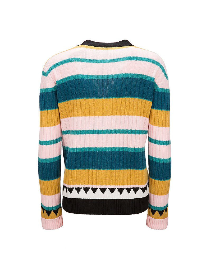 LaDoubleJ Striped Cardigan in Rosa Mix Rosa Mix PUL0002KNI001RIG0004