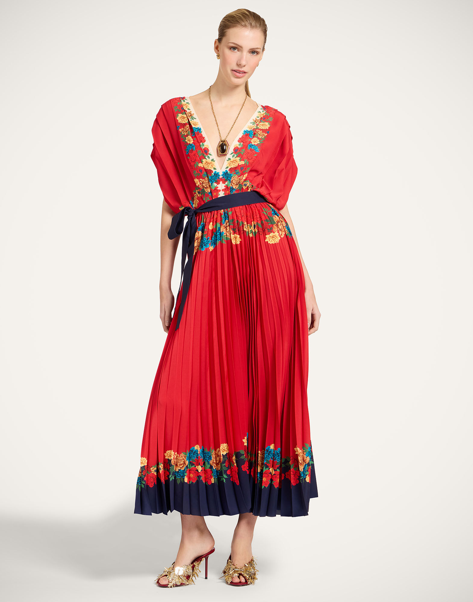 La DoubleJ Accordion Dress Princess Peony Plac&eacute;e Red DRE0991CHF007PPE02RE01