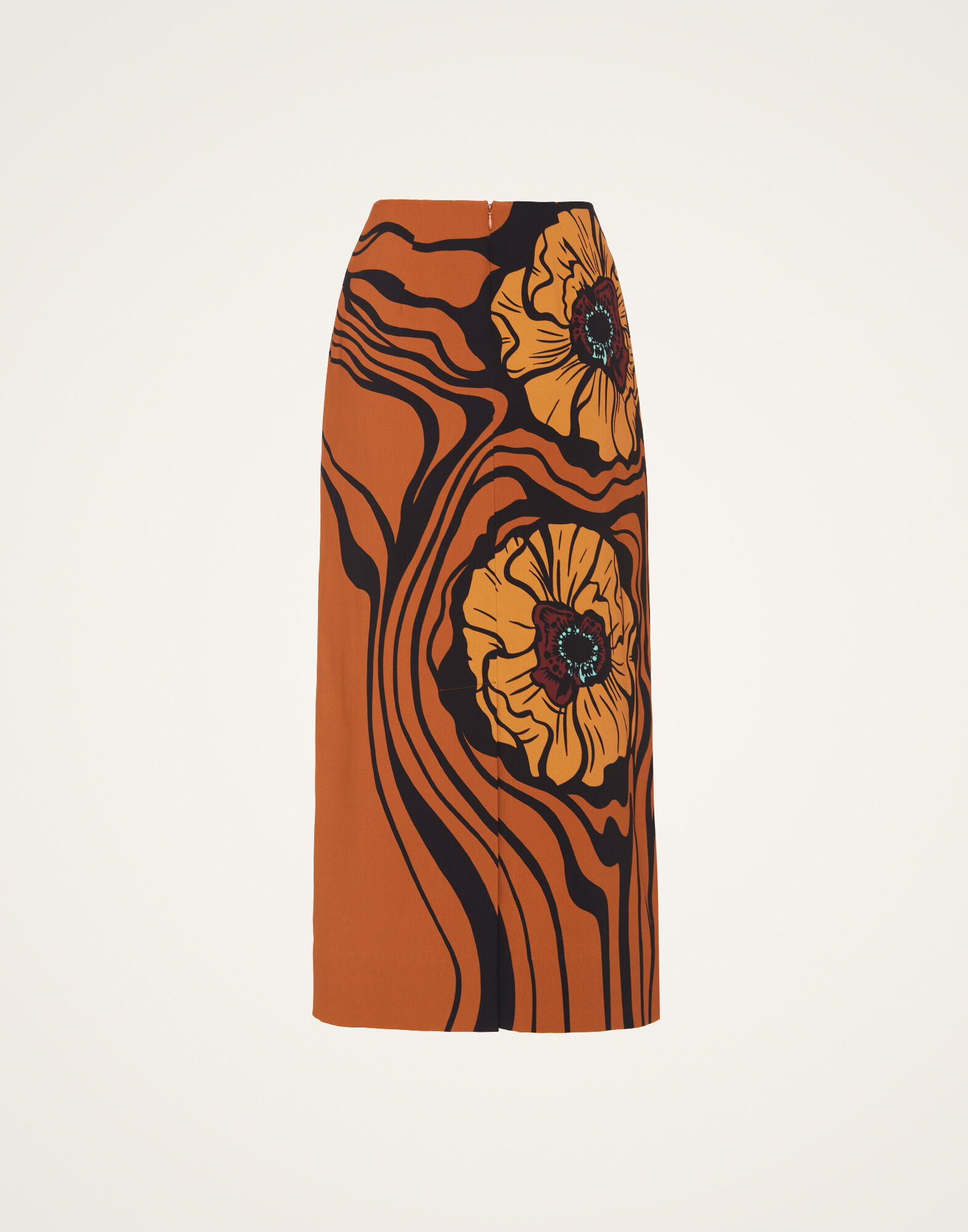 Pencil Skirt in Big Blooms Placée Brown for Women | La DoubleJ