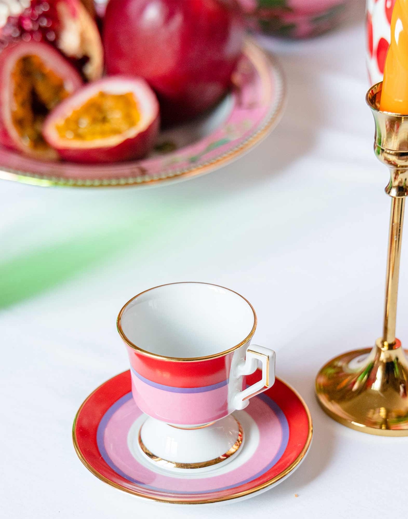 La DoubleJ Espresso Cup & Saucer Set of 2 La DoubleJ Espresso Cup & Saucer Set of 2 Rainbow Rosa DIS0007CER001RAI0006