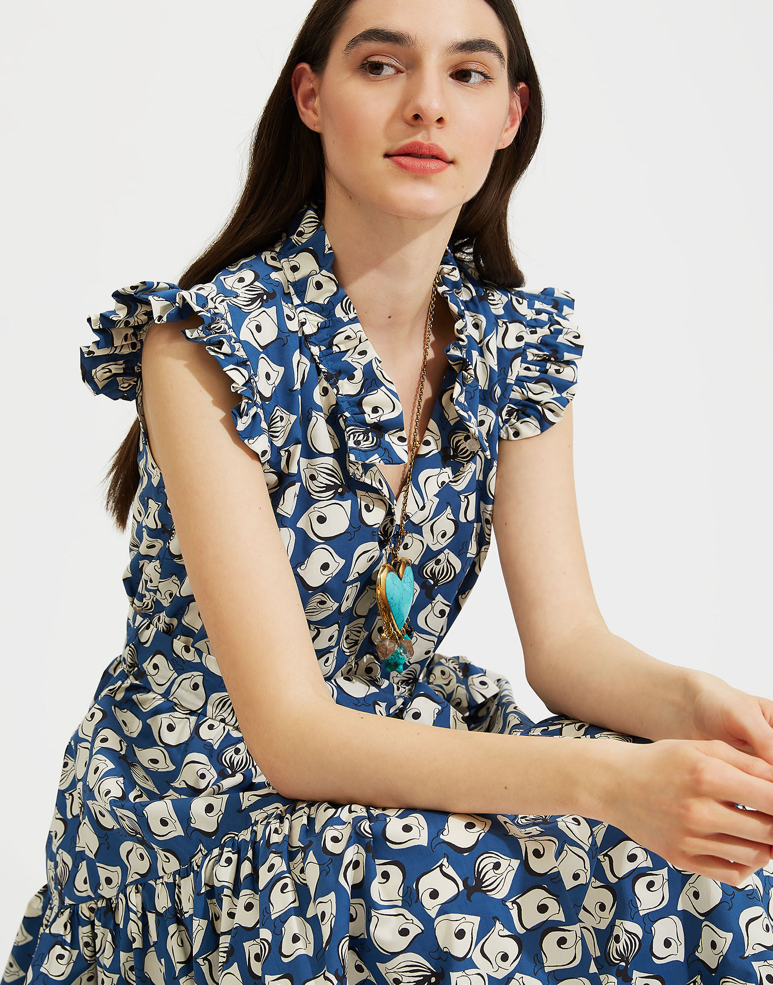 LaDoubleJ Short and Sassy Dress Pesciolini Blu DRE0003COT001PES0002