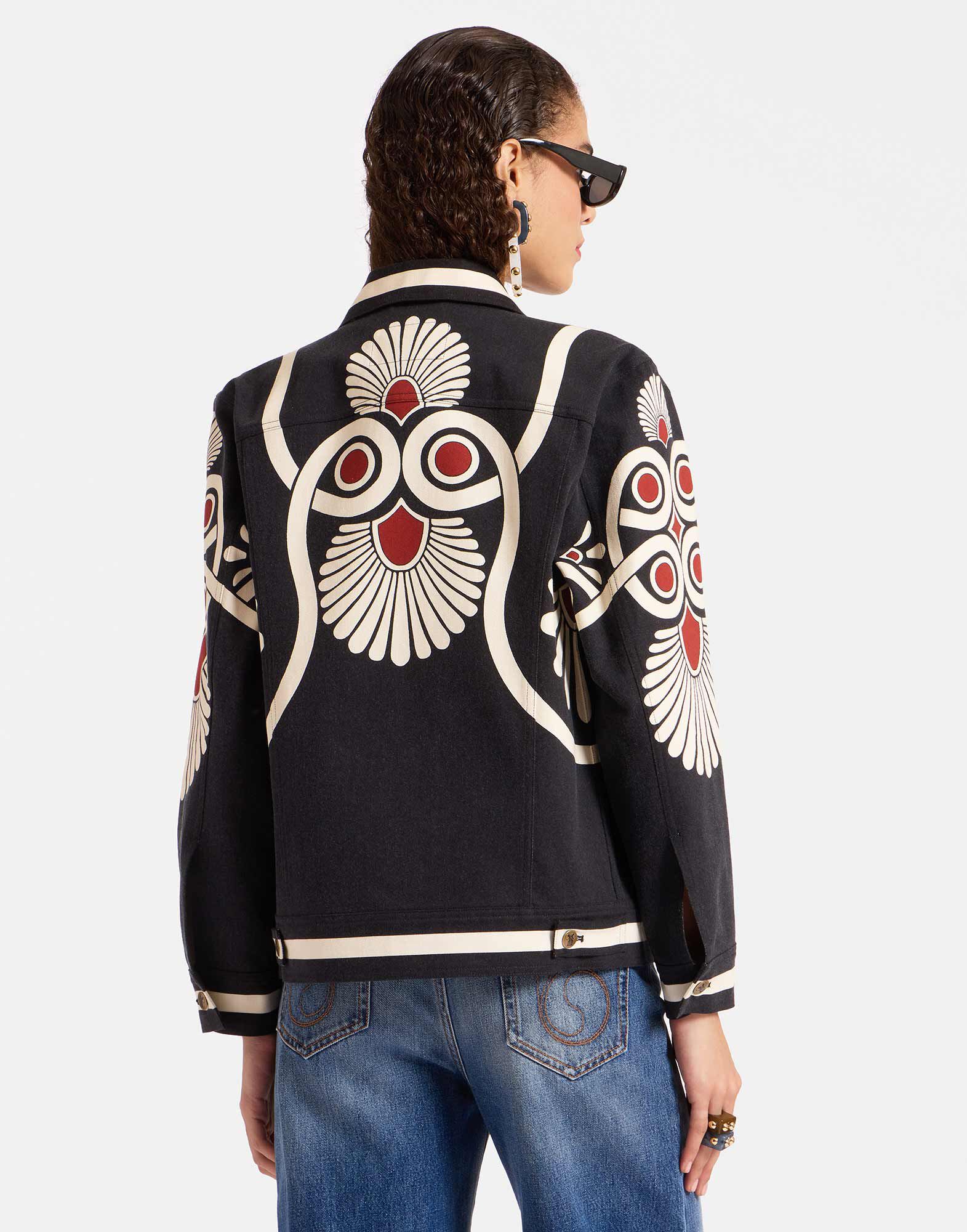 Black embroidered jean jacket shop