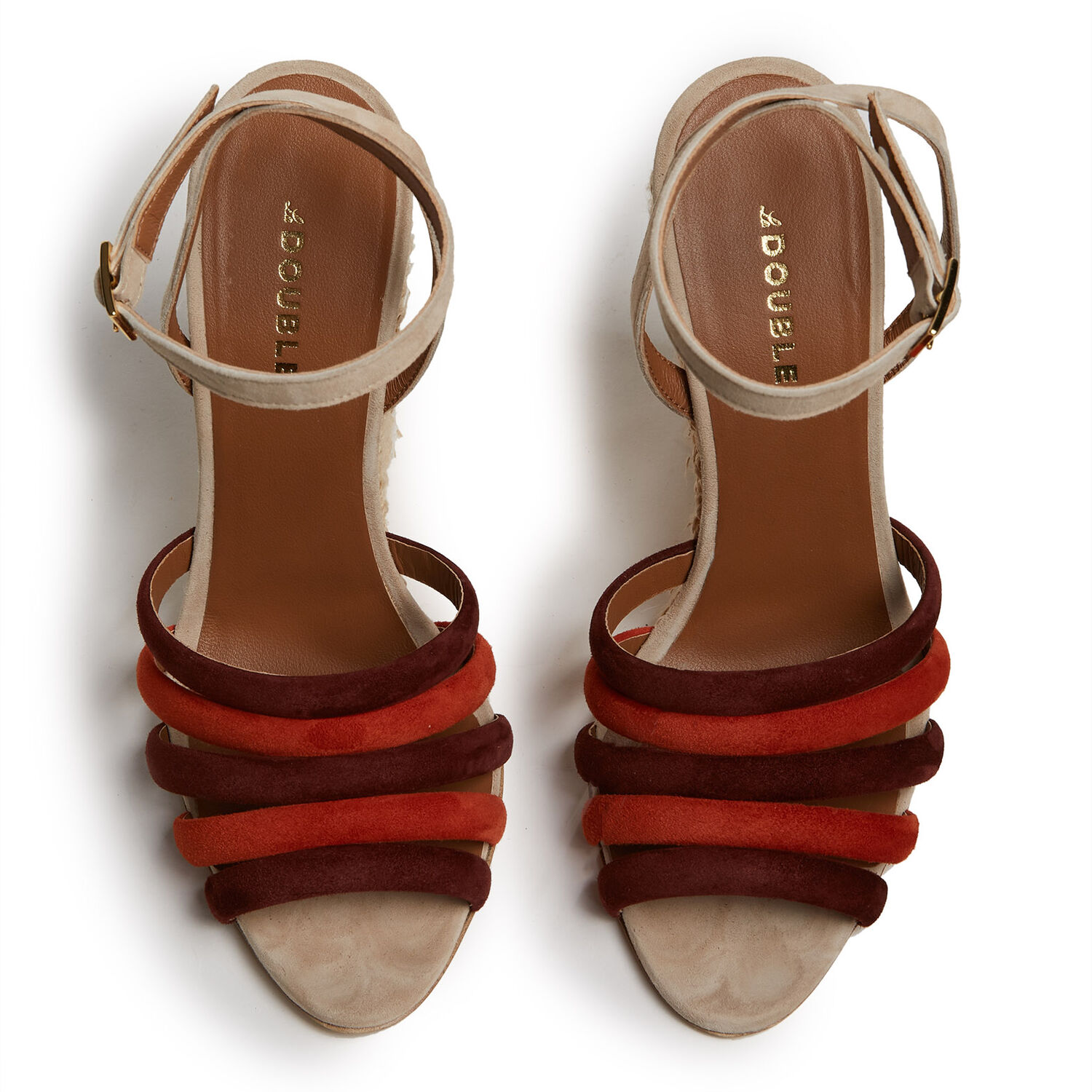 La Doublej Tones Wedge Paglia In Multicolor Ecru'
