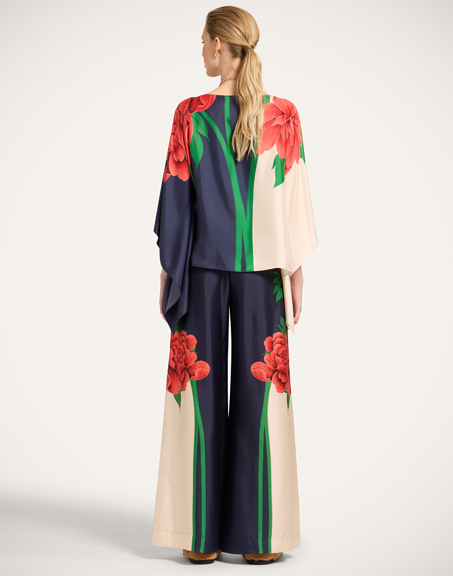 La DoubleJ Palazzo Pants Queen Peony Plac&eacute;e Blue TRO0026SIL001QPE02BU03