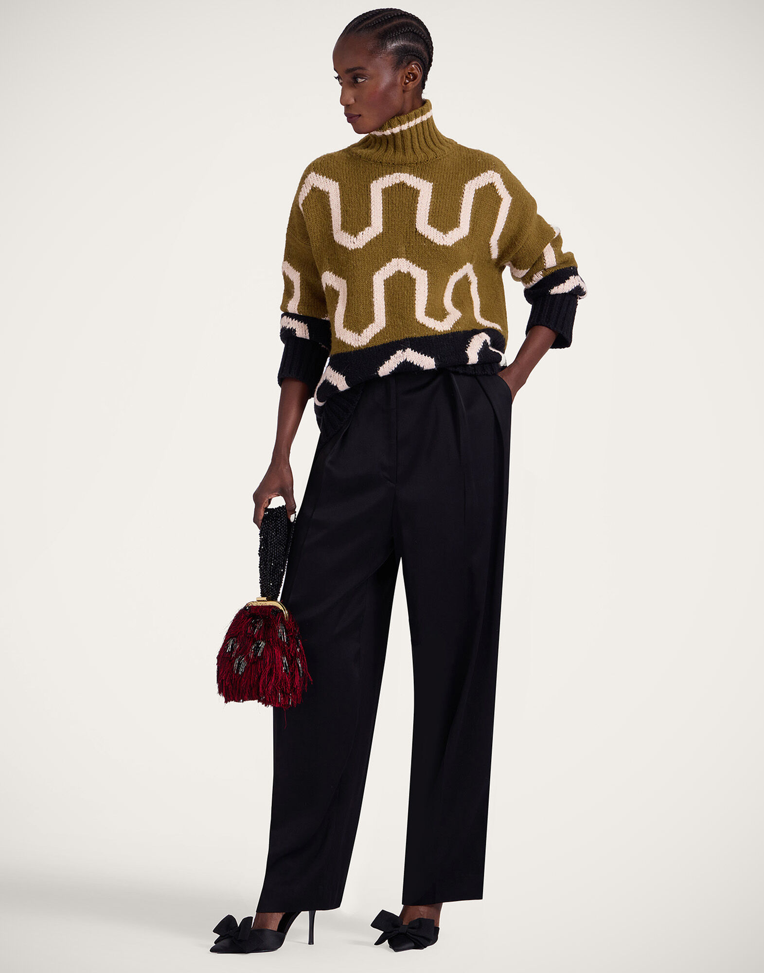 La DoubleJ Comber Turtleneck Green & Black PUL0225KNI134VA311GR02