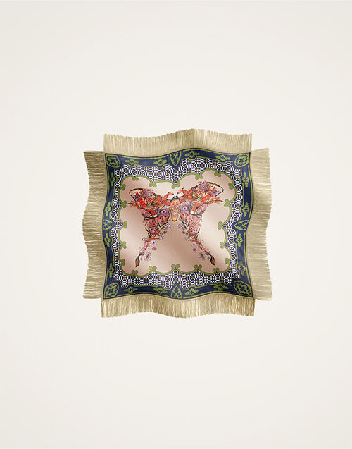 La DoubleJ Reversible Fringe Foulard 90 Mariposa Placée Celeste SCA0073SIL006MAR07BU12