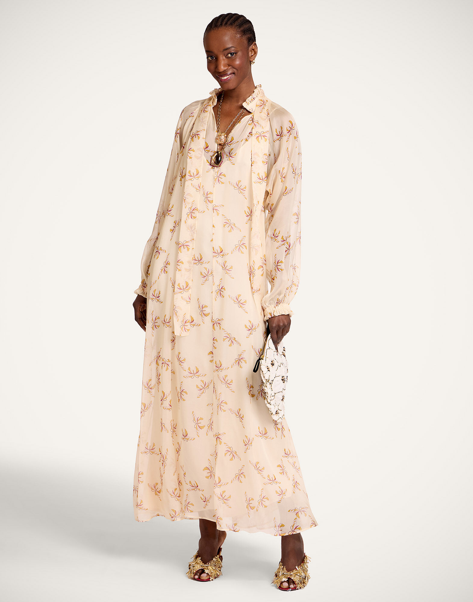 La DoubleJ Cerere Dress Farfalla Buttercream DRE1061SIL024FAR08WH09