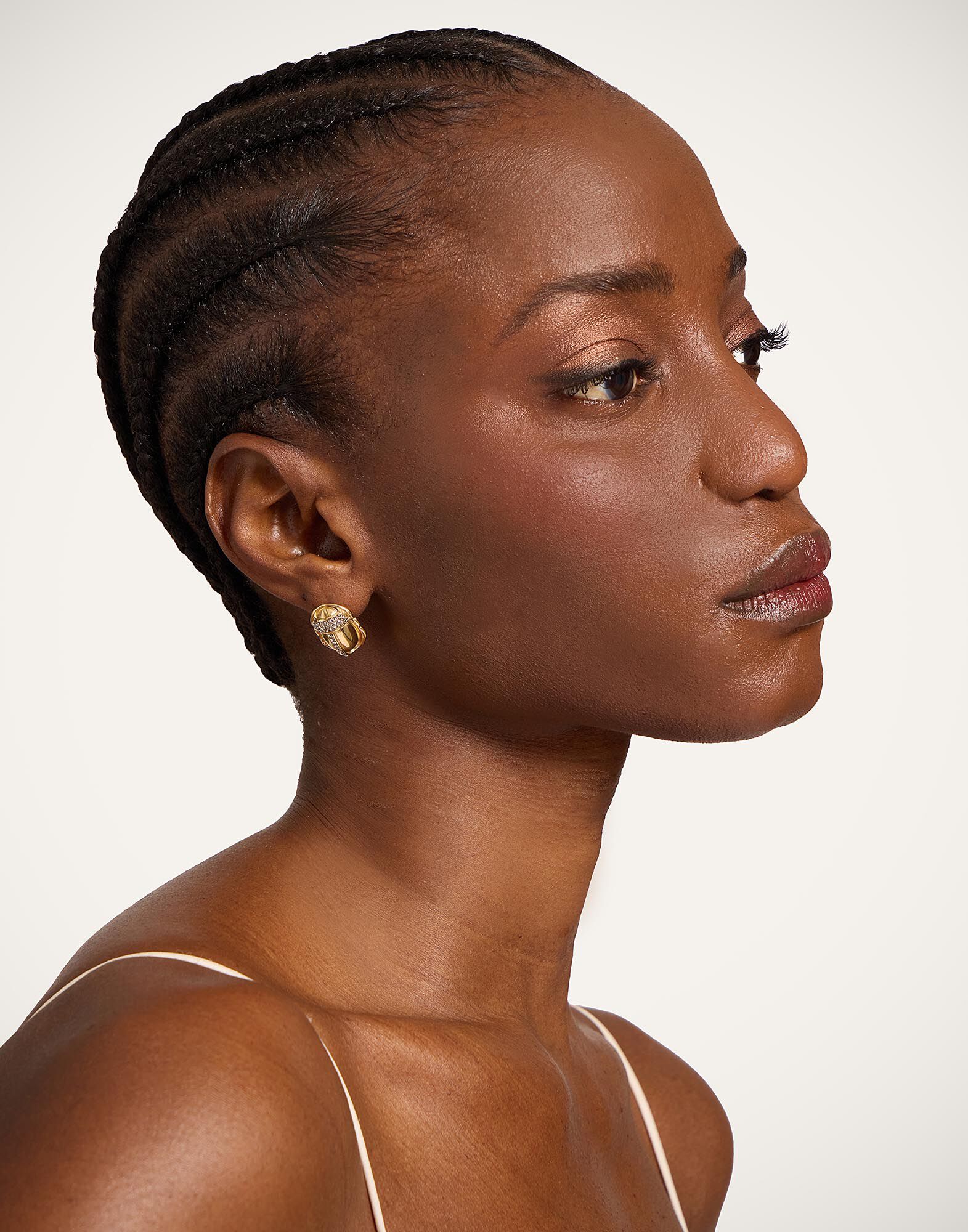 La DoubleJ Khepri Studs 24K Gold Plate & Rhinestone EAR0071BRA009SOLIDYE05