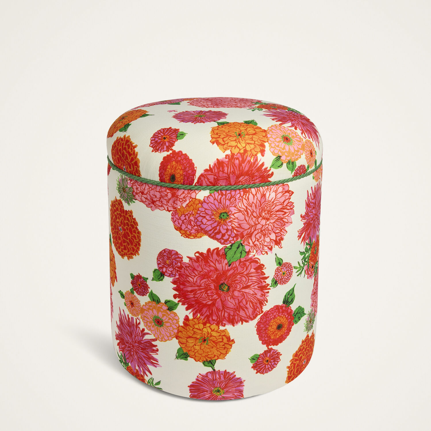  La Doublej Cushions & Poufs Gend - Baba' Outdoor Pouf Bright Blooms Pink One Size 45% Polyurethane Foam 30% Polyester 20% Wood 5% Others 