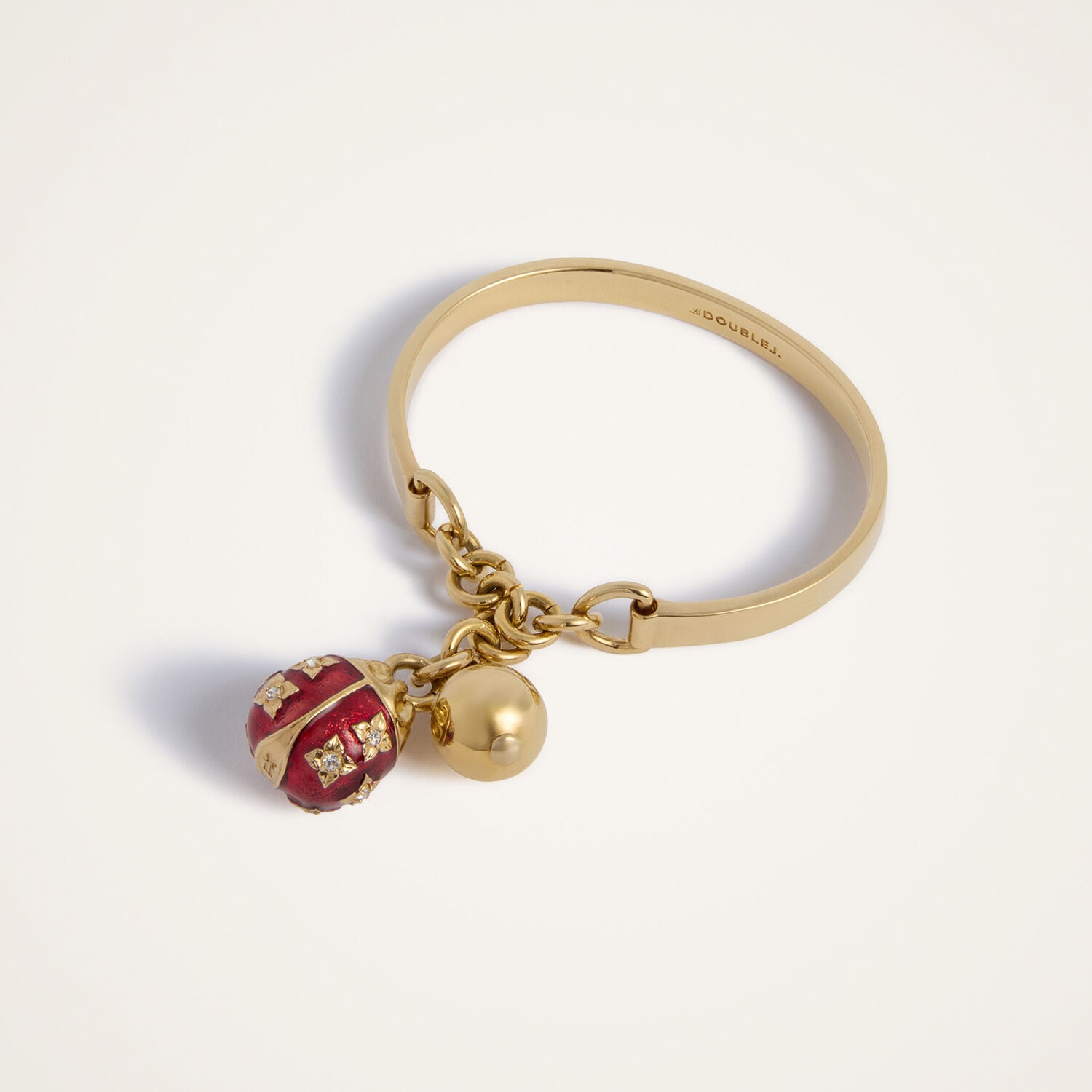  La Doublej Bracelets Women - Lady Scarab Bangle 24k Gold Plate & Rhinestone One Size 50% Brass 30% Tin Alloy 10% Crystal 10% Enamel 