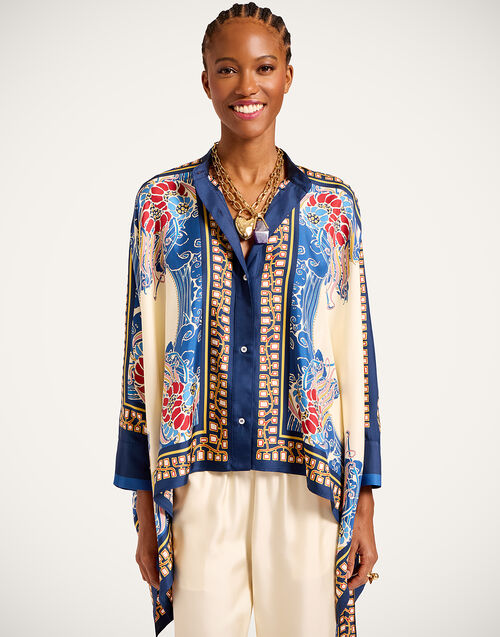 La DoubleJ Foulard Shirt Lemuria Plac&eacute;e Blue SHI0059SIL006LEM02BU03