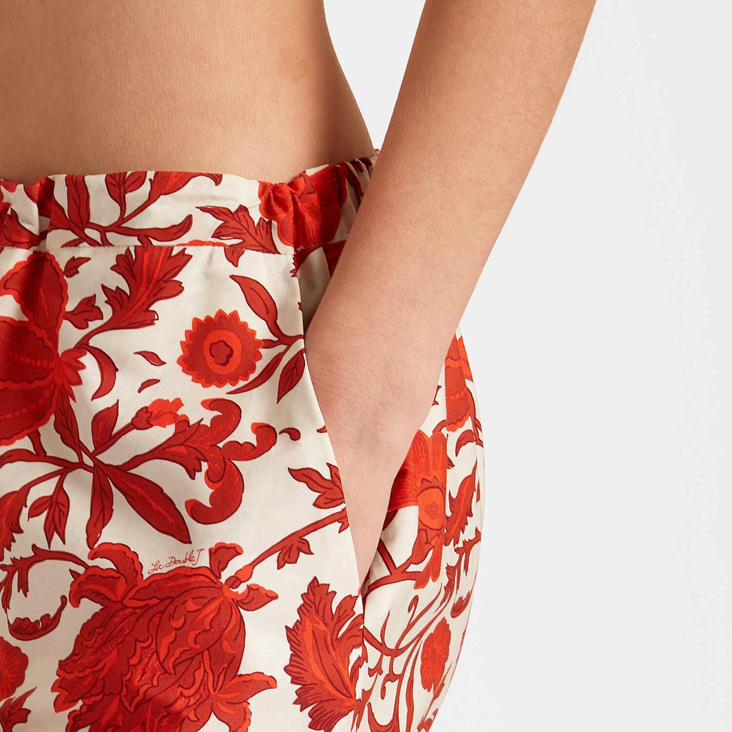 La Doublej Drawstring Pants In Dragonflower Mini Red