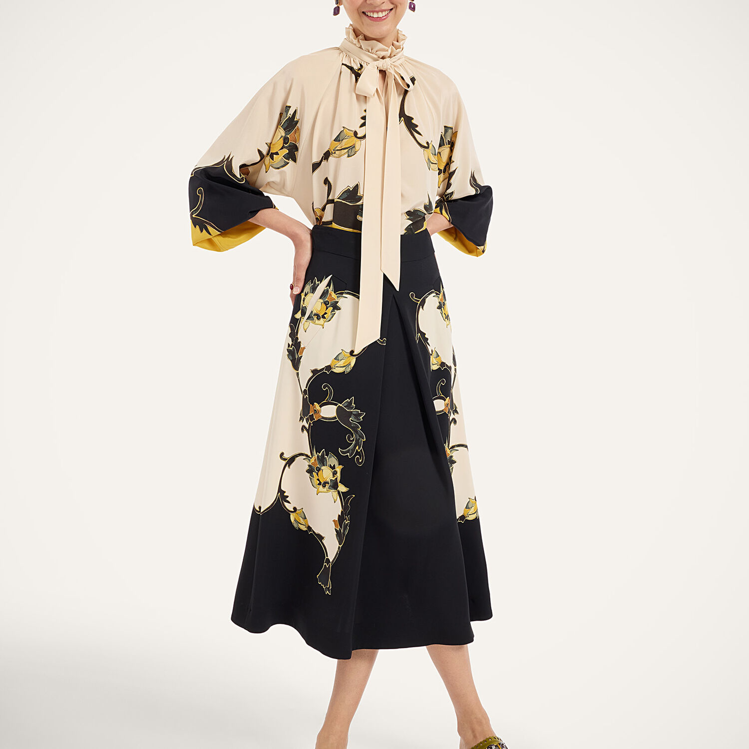 La Doublej Santa Monica Skirt In Buttercup Placée Black