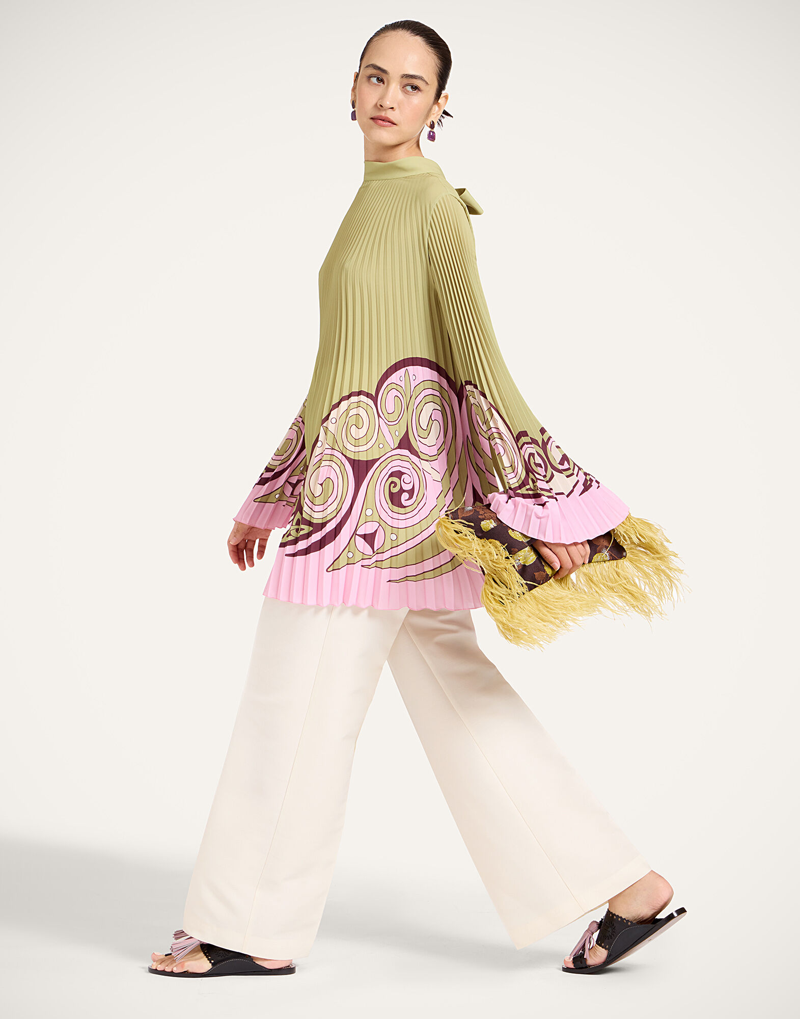 La DoubleJ Twirling Tunic Kells Swirl Plac&eacute;e Green DRE1115CHF007KLS01GR02
