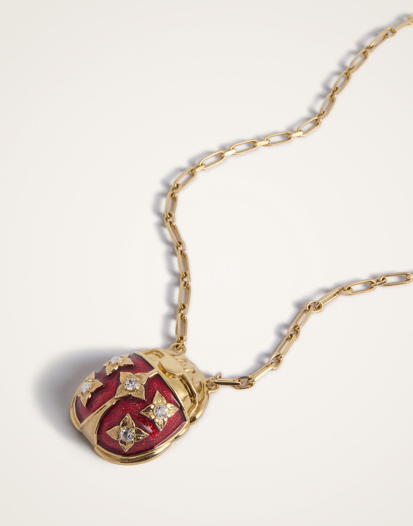 La DoubleJ Lady Scarab Necklace 24K Gold Plate & Rhinestone NEC0053MET002SOLIDRE01