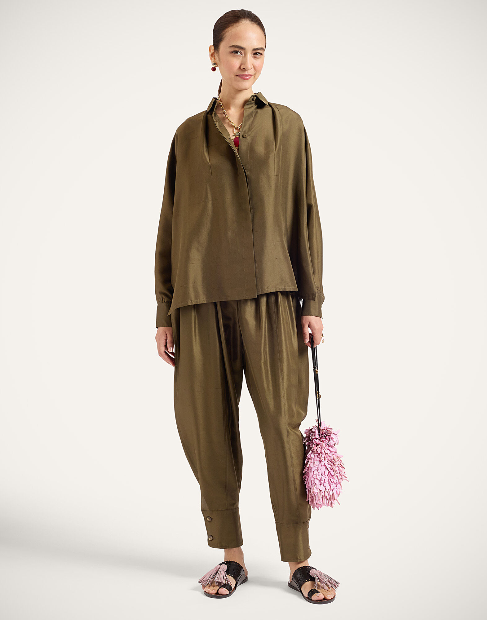 La DoubleJ Harem Pants Solid Moss Green TRO0216SIL031SOLIDGR14