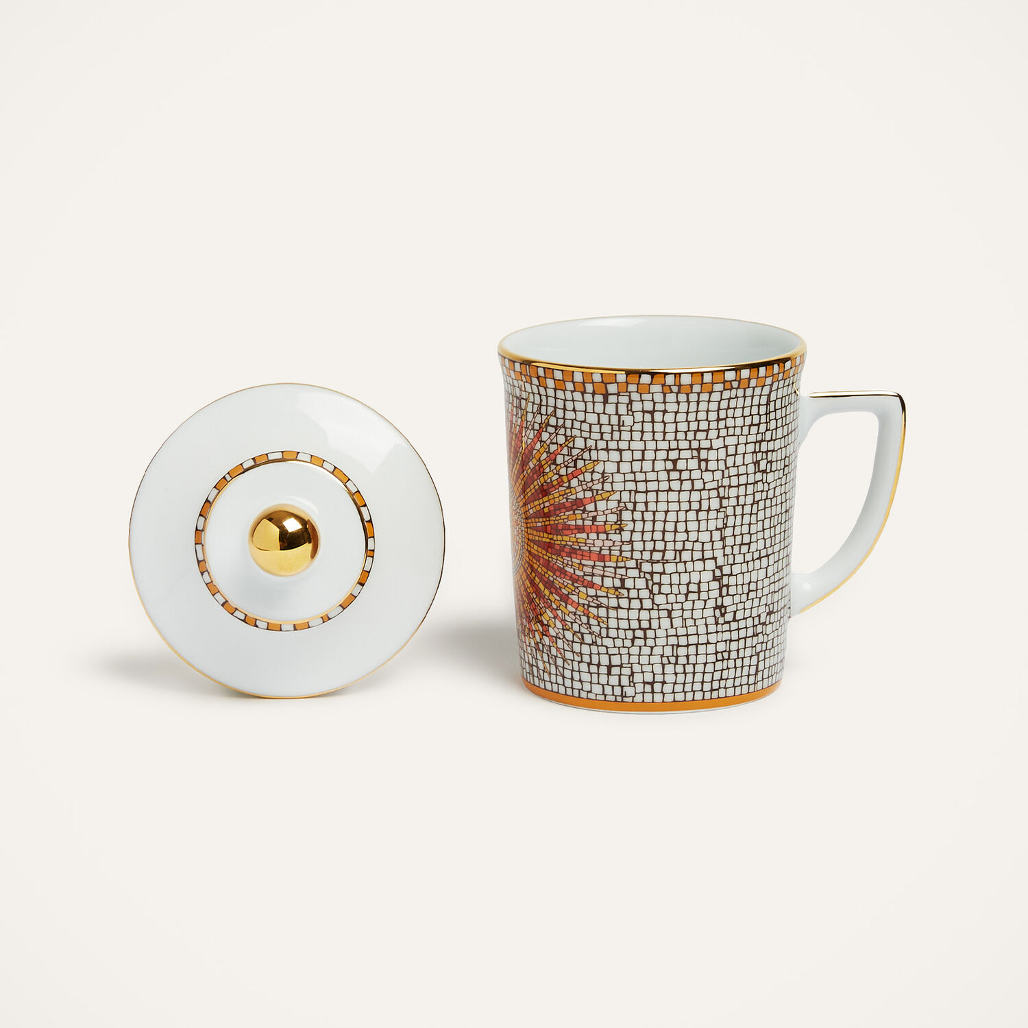 La Doublej Lidded Mug In Sunrays Multicolor