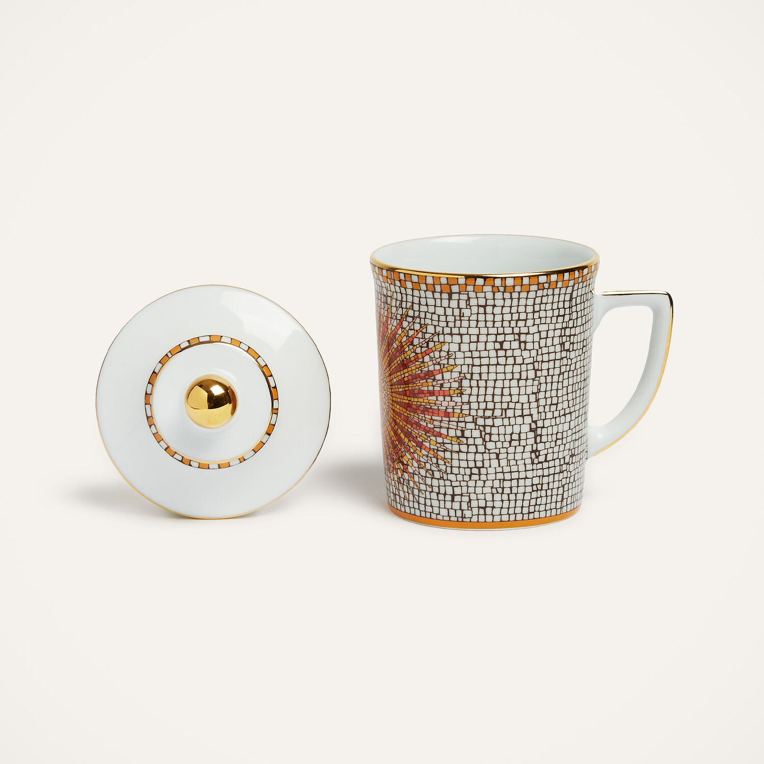 Shop La Doublej Lidded Mug In Sunrays Multicolor