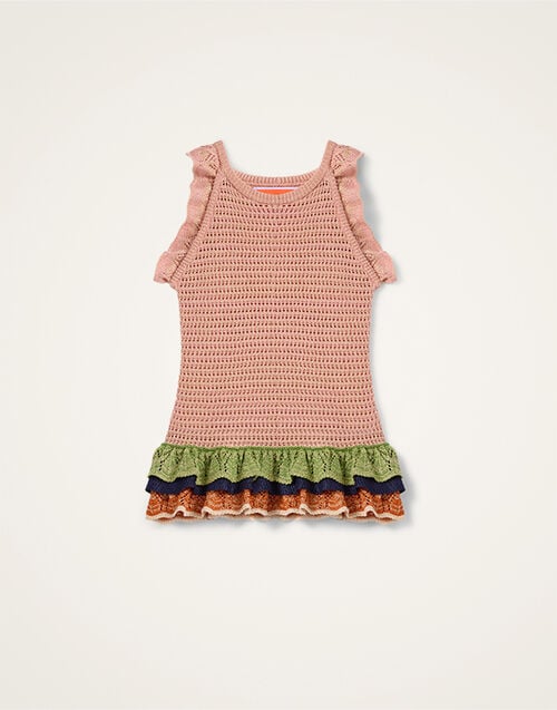 La DoubleJ Eight Counts Crop Top Color Block Pink & Green PUL0368KNI199VA471PI01