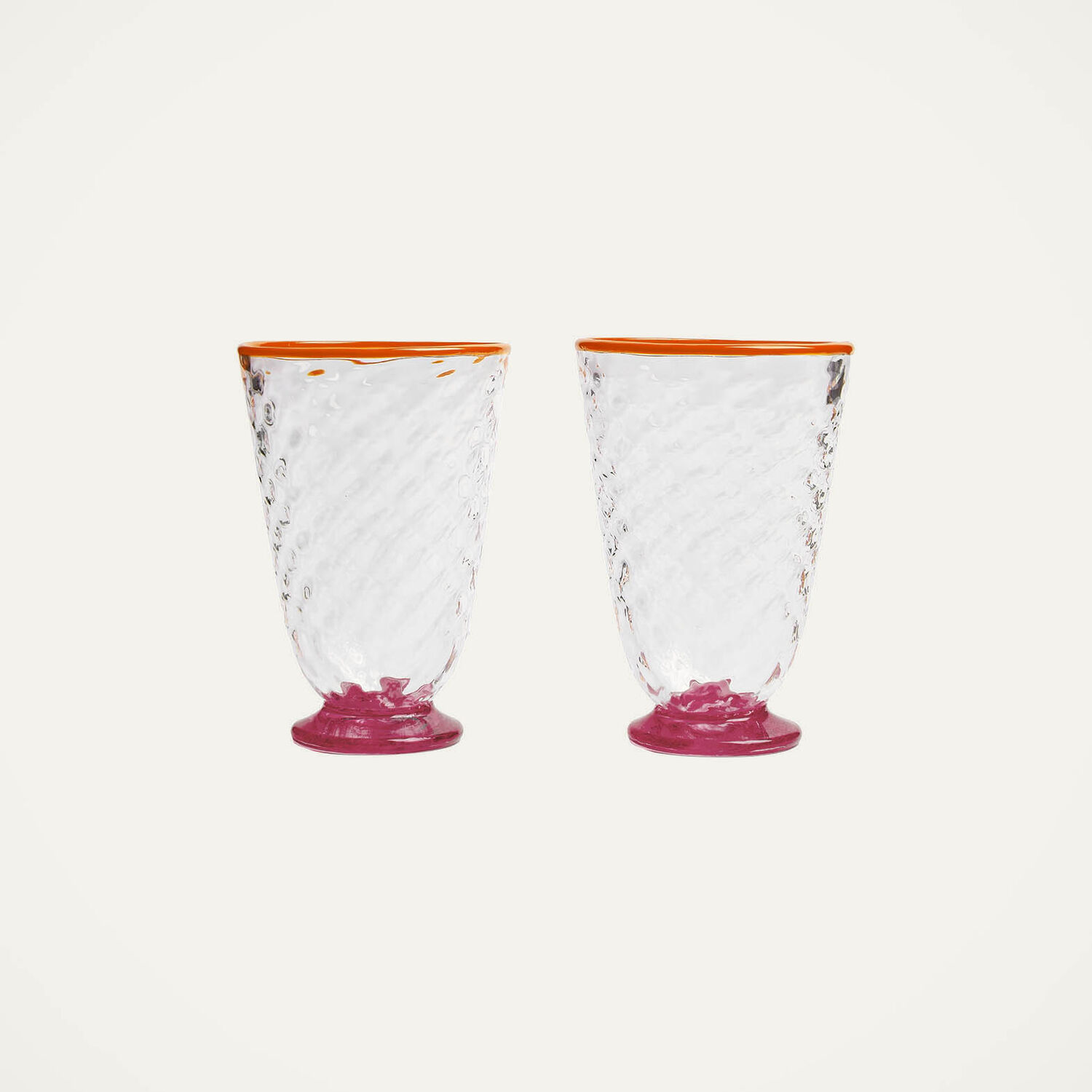 La Doublej Quilted Glasses Set Of 2 In Fuchsia
