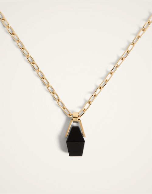 La DoubleJ Portal Necklace 24K Gold Plate And Onyx NEC0021BRA003ONY01YE05