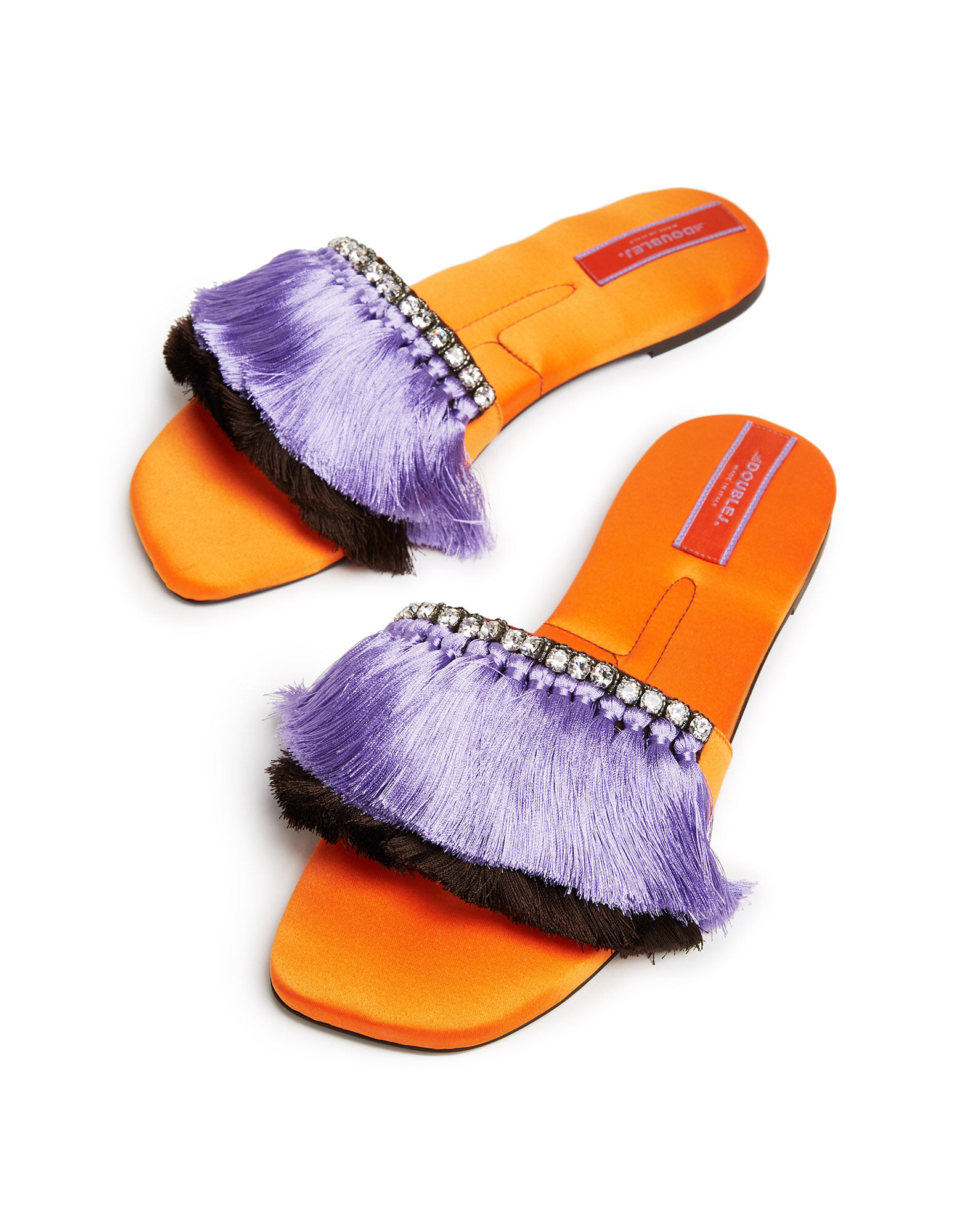 La DoubleJ Fringe Slipper Arancio / Lilla SHO0039RAS007MUL0056